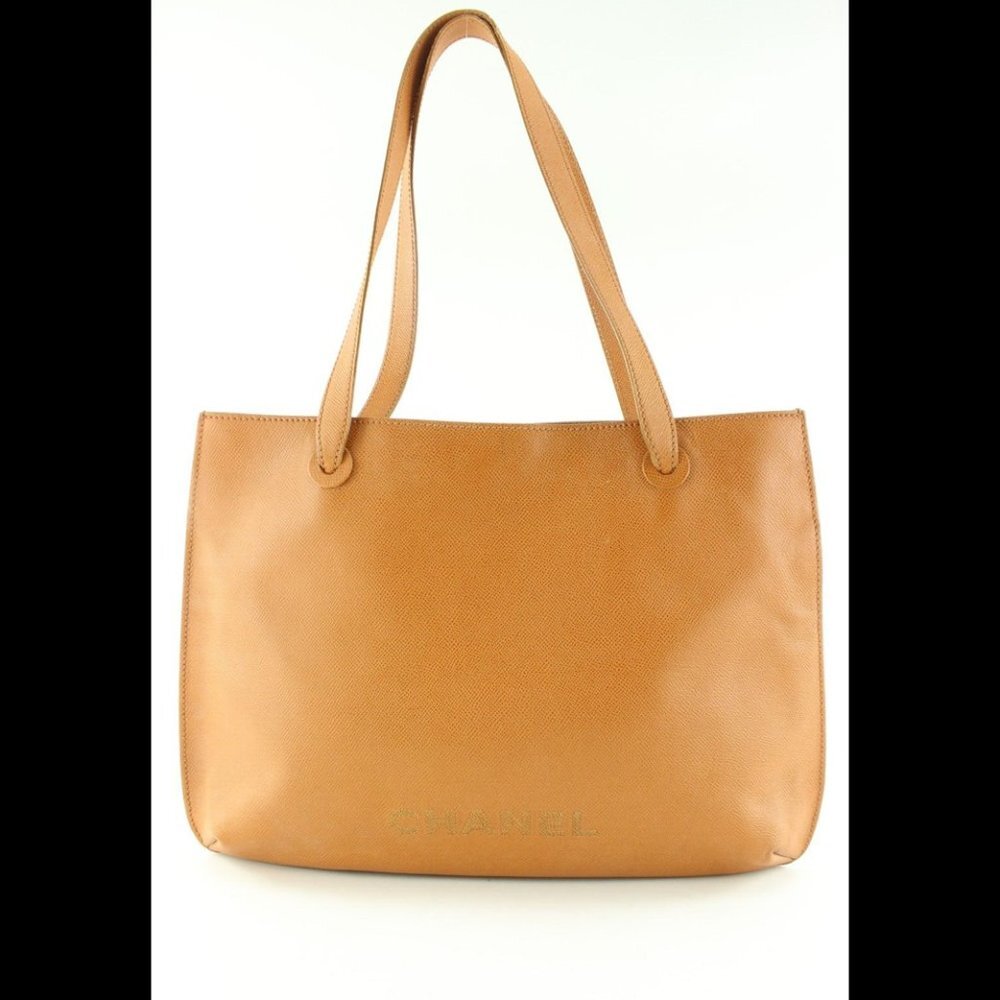 Chanel Sesame Brown Tan Caviar Leather Shoulder Bag Tote 1C0502